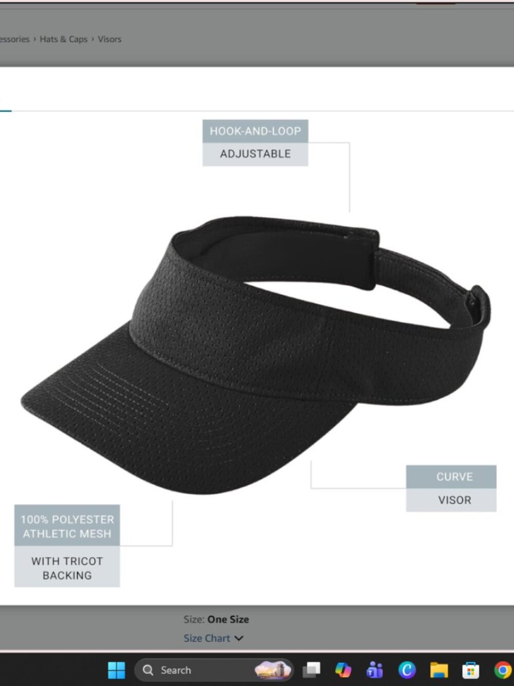 Augusta Sportswear Women's Athletic Mesh Visor - OS - Picture 6 of 7